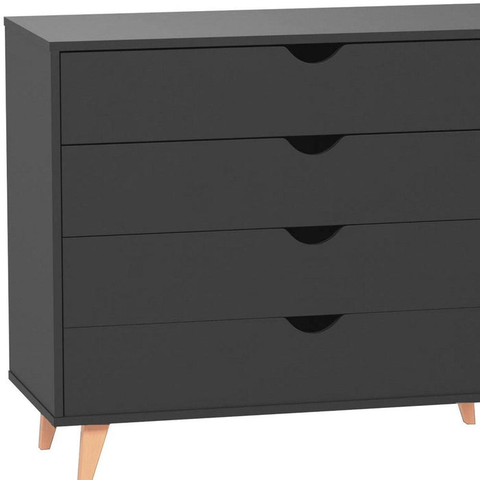 Solid Wood Four Drawer Dresser - Black