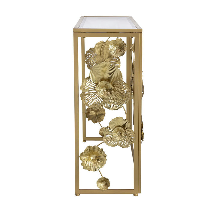 Console Table With Mirrored Glass Top, Modern Entryway Table For Living Room Foyer Entryway - Gold