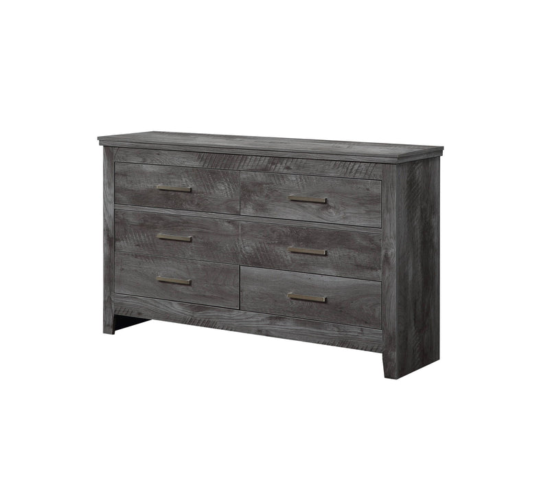 Solid Wooden Six Drawer Double Dresser - Gray