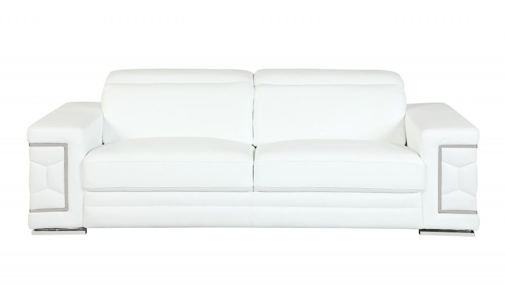 Silver Legs Sofa Italian Leather - White