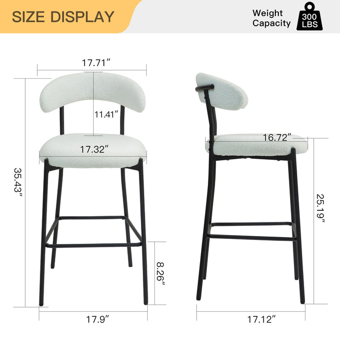 Counter Height Bar Stools Teddy Fabric Cover Kitchen Island Counter Bar Stool With Footrest