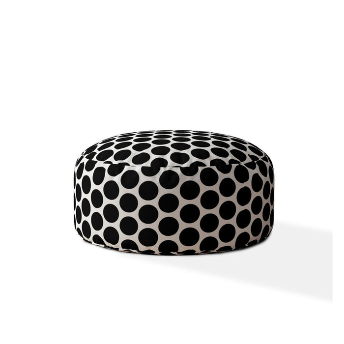 Cotton Round Polka Dots Pouf Cover - Black