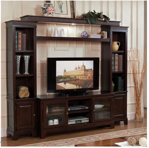 Modern Wood Entertainment Center - Dark Brown