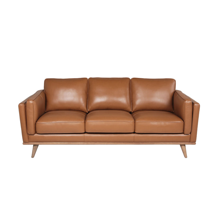 Modern Leather Sofa - Caramel