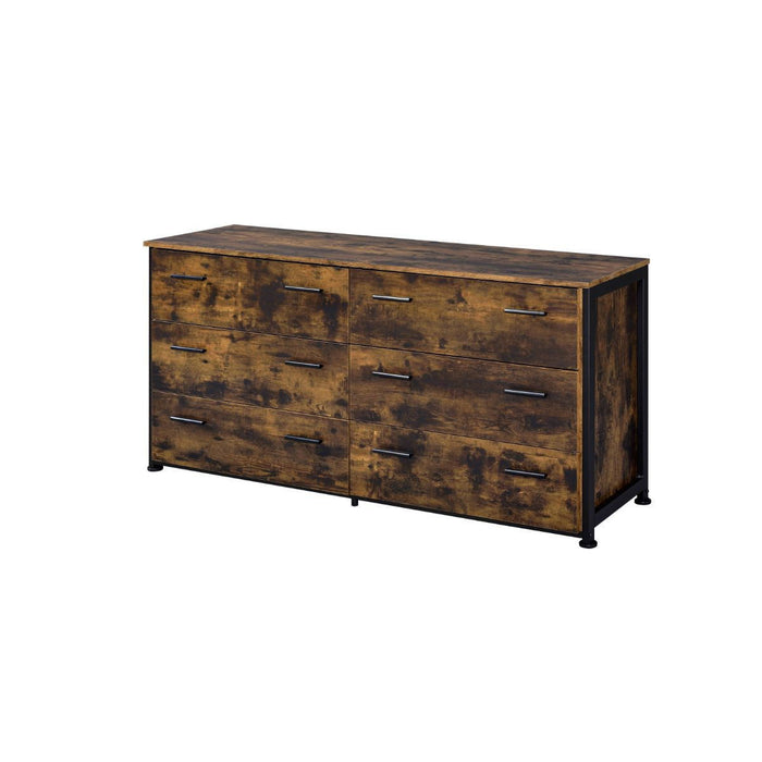 Six Drawer Double Dresser - Brown / Black