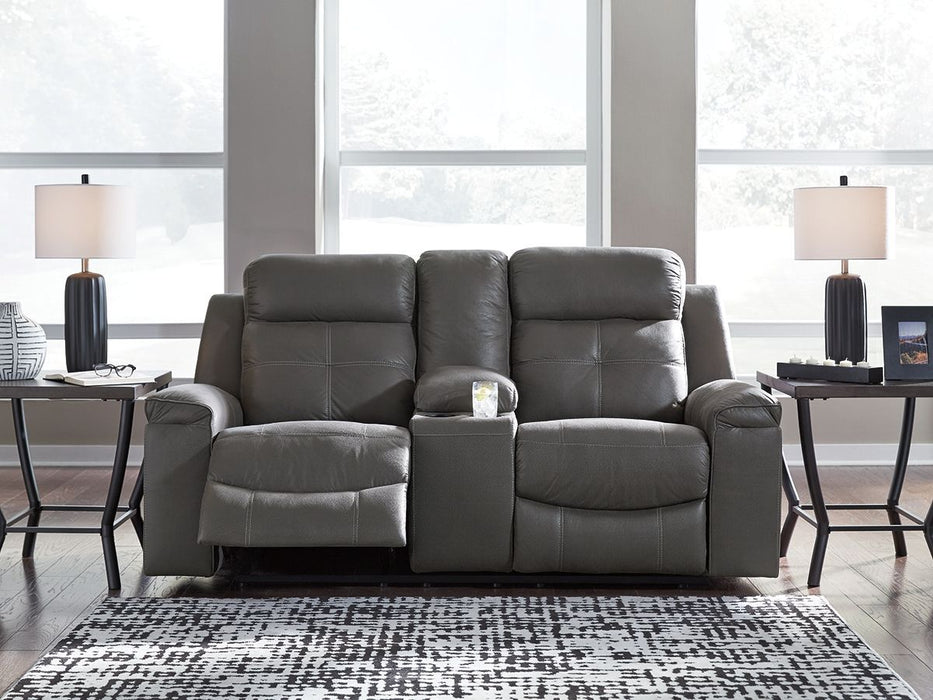 Jesolo - Dark Gray - Dbl Rec Loveseat W/Console - Faux Leather