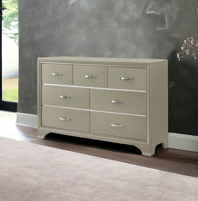 Solid Wood Seven Drawer Triple Dresser - Champagne