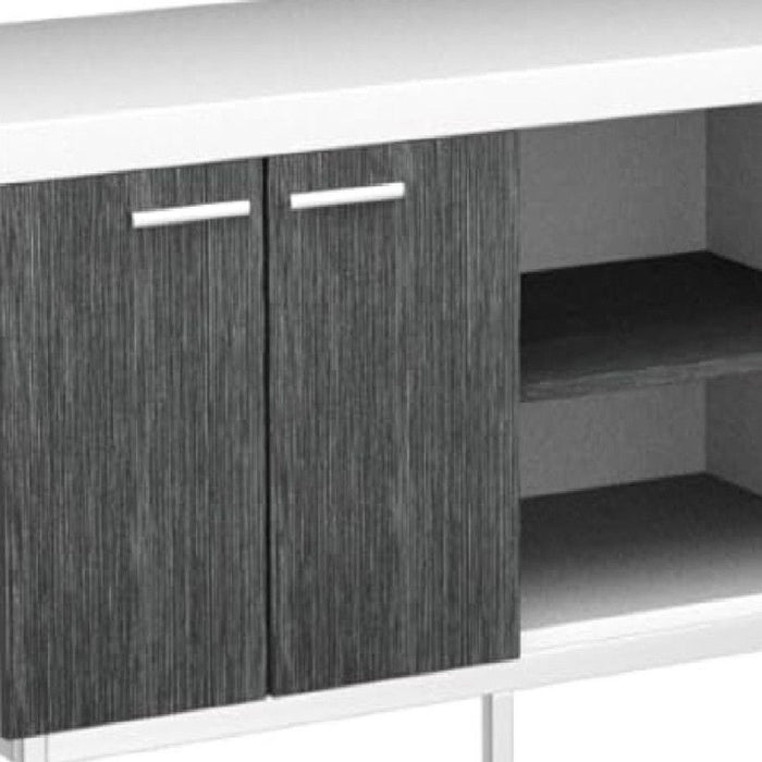 Cabinet Enclosed Storage, TV Stand - Gray / White