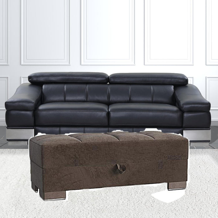 Microfiber Tufted Storage Ottoman - Brown