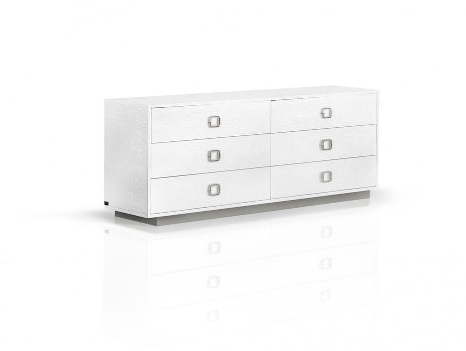 Solid Wood Six Drawer Dresser - White