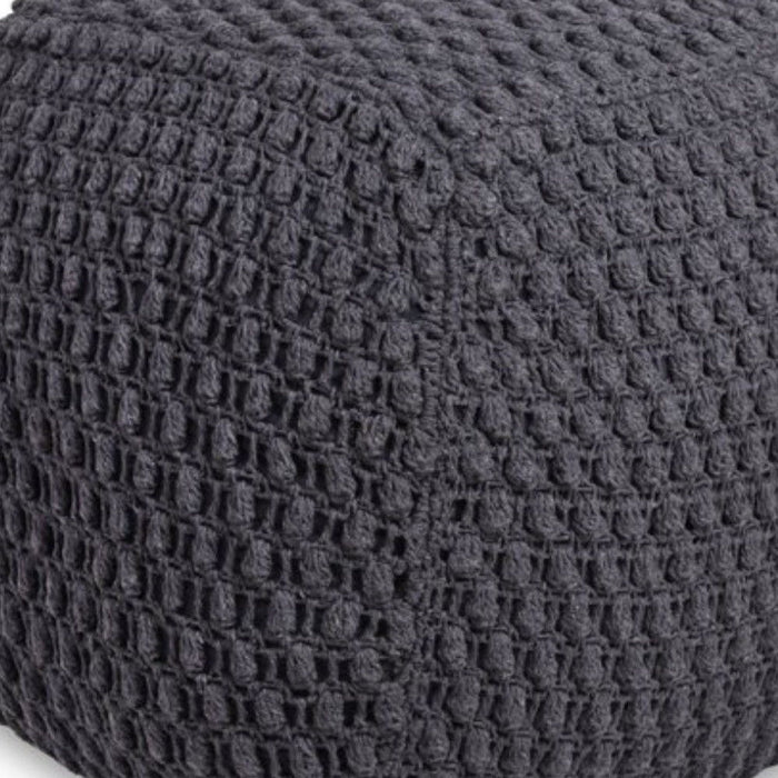 Cotton Blend Pouf Ottoman - Gray