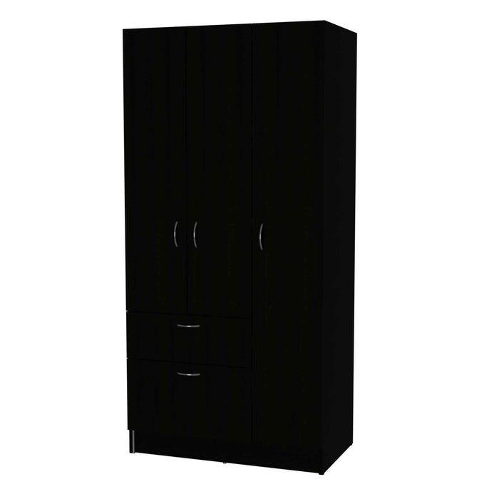 Three Door Armoire - Black / White