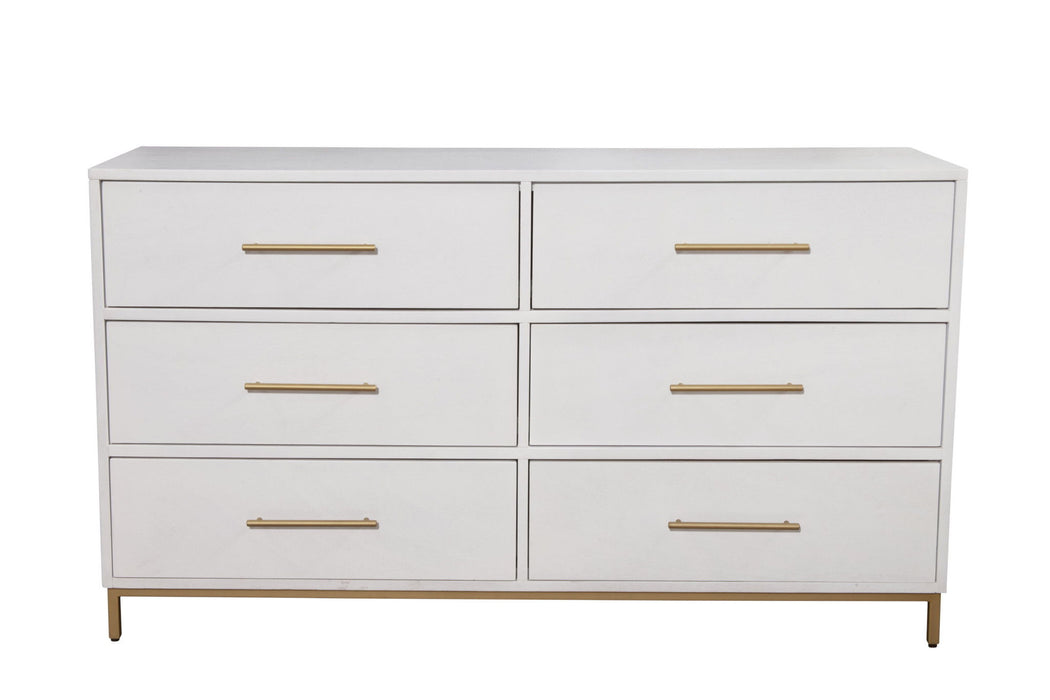 Wood 6 Drawer Double Dresser - White