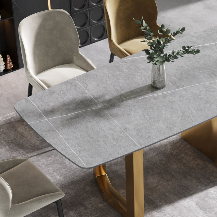 70.87" Modern Artificial Stone Dining Table, Can Accommodate 6-8 People - Gray