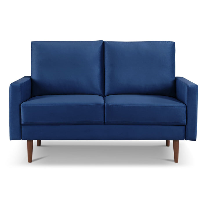 Velvet Loveseat - Blue / Dark Brown