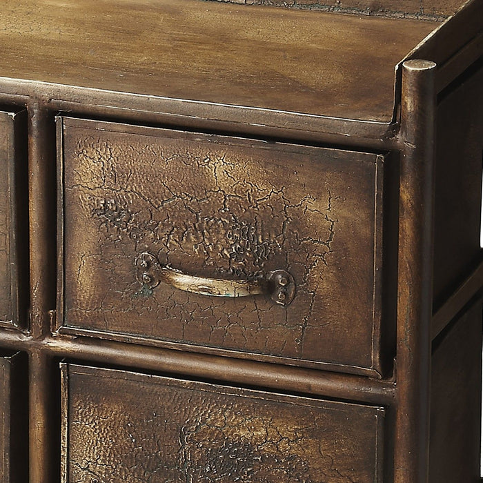 Metal Six Drawer Chest - Bronze