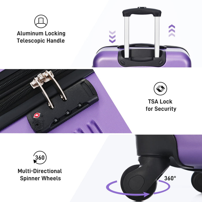 3 Piece Luggage Set Hardside Spinner Suitcase With Tsa Lock 20" 24" 28" Available