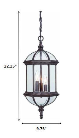 Three Light Eastern Lantern Hanging Light - Dark Brown