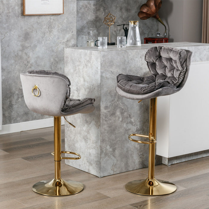 Swivel Bar Stools (Set of 2), Velvet Counter Height Adjustable Barstools, Dining Bar Chairs Upholstered Modern Bar Stool For Kitchen Island, Cafe, Bar Counter, Dining Room