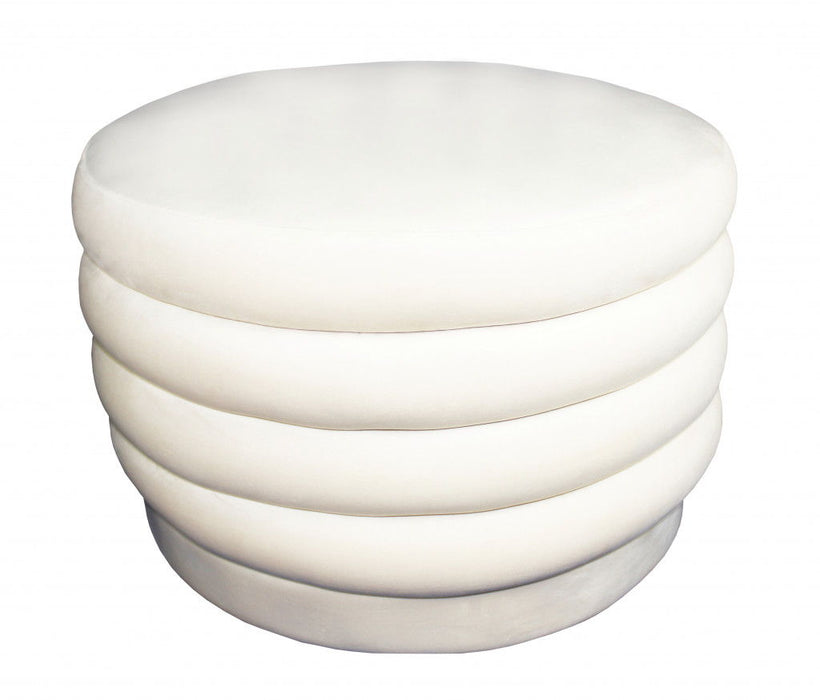 Velvet Tufted Cocktail Ottoman Round - White