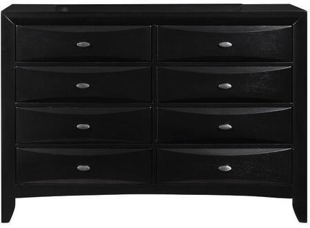 Solid Wood Eight Drawer Double Dresser - Black