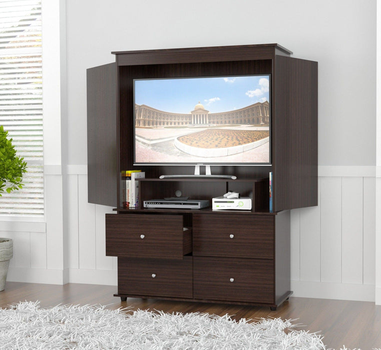 Melamine Mirrored Four Drawer Combo Dresser - Espresso