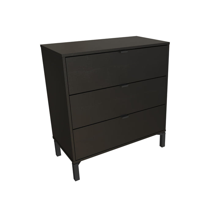 Dresser Wooden 3 Drawer - Black