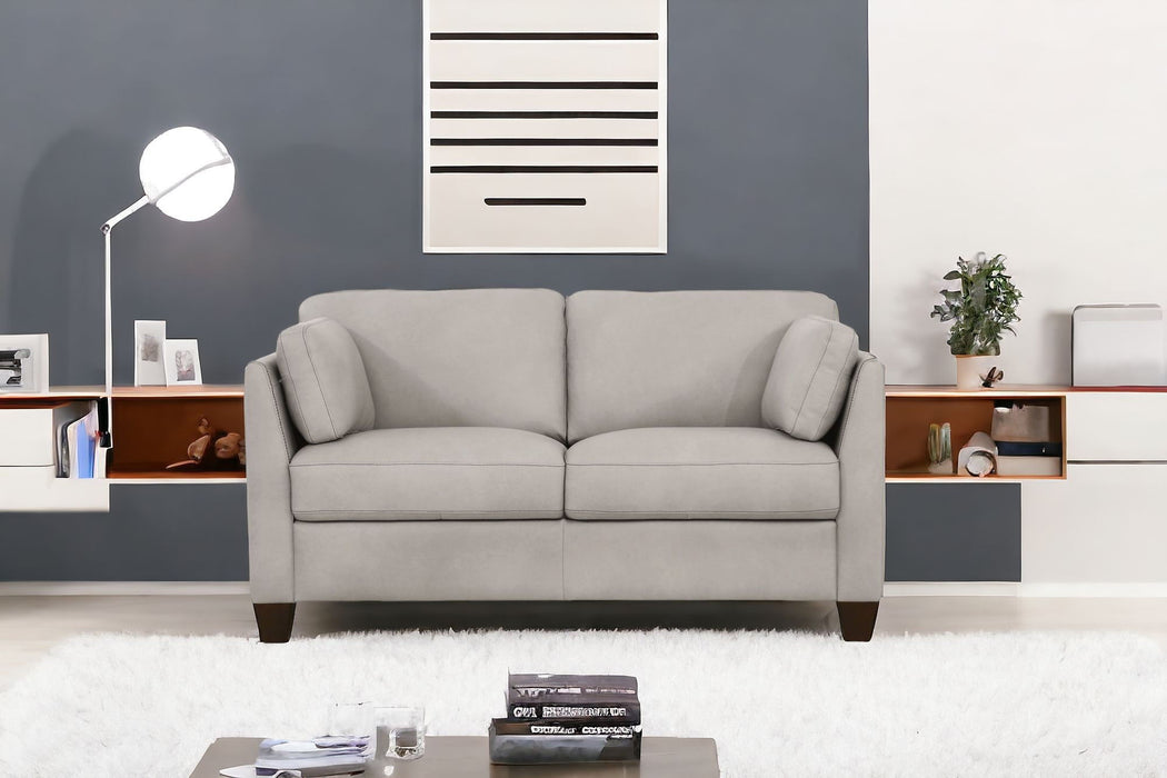 Leather Loveseat - Dusty White / Brown