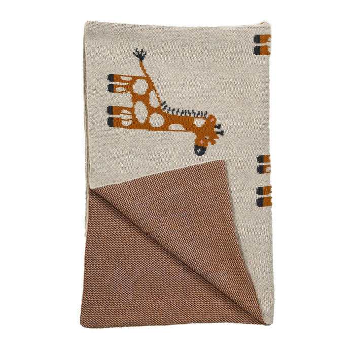 Giraffe Knitted Baby Blanket - Ivory