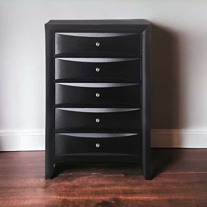 Wood Chest With Center Metal Glide - Black