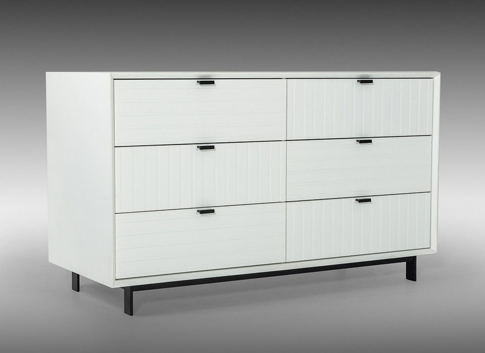 Six Drawer, Double Dresser - White / Black