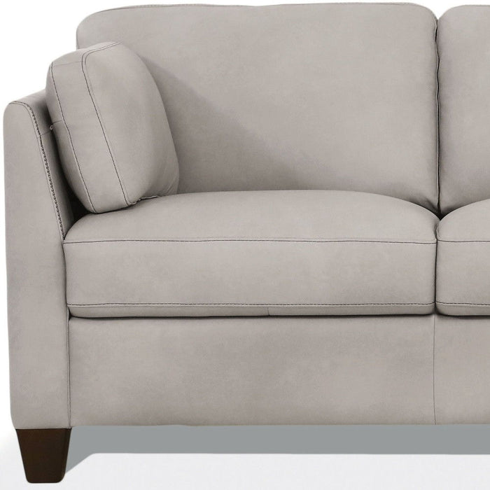 Leather Loveseat - Dusty White / Brown