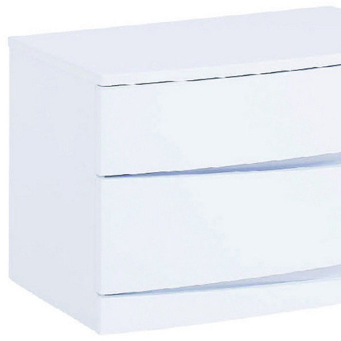 Two Drawers Mirrored Nightstand - White