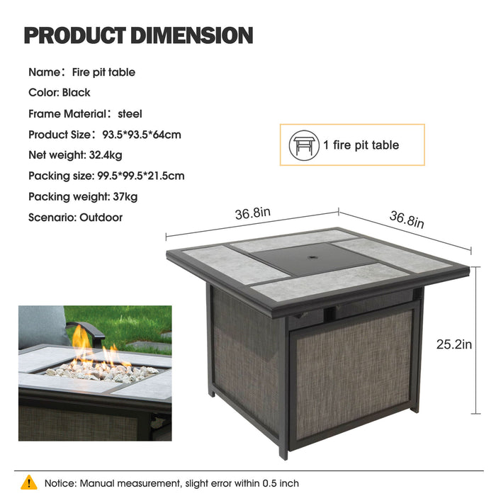 Outdoor Gas Fire Pit, 46, 000 Btu Steel Fire Table - Gray