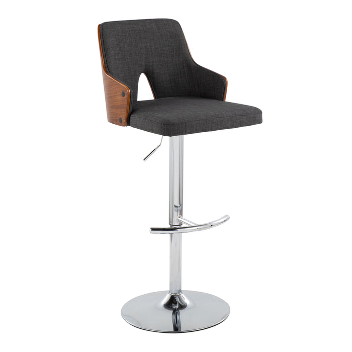 Stella - Contemporary Adjustable Barstool Stool With Swivel With Rounded T Footrest (Set of 2)