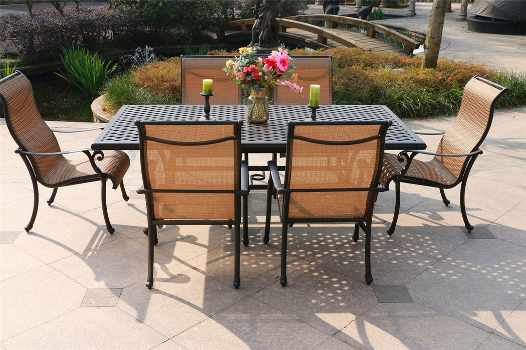 Rectangular 6 Person 85.83" Long Aluminum Dining Set