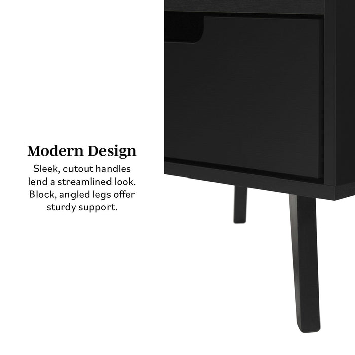 Modern 1 Drawer Nightstand With Open Cubby - Black