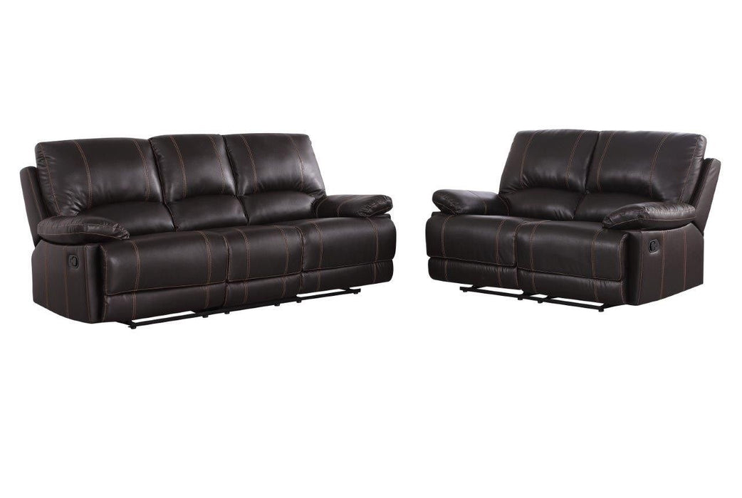 2 Piece Faux Leather Indoor Five Person Seating Set - Brown