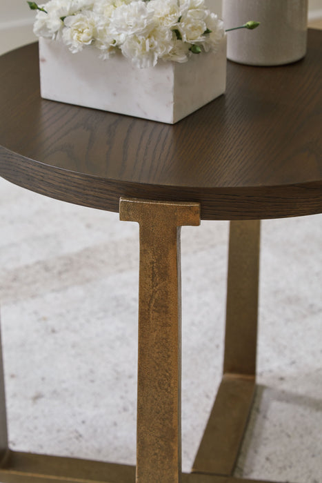 Balintmore - Brown / Gold Finish - Round End Table