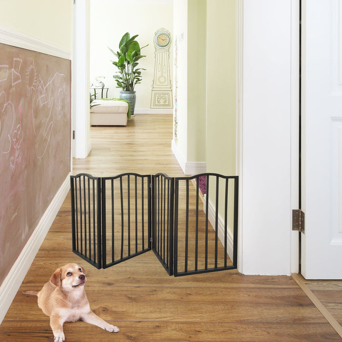 Pet Gate Dog Gate For Doorways, Stairs Or House Freestanding Folding - Dark Brown