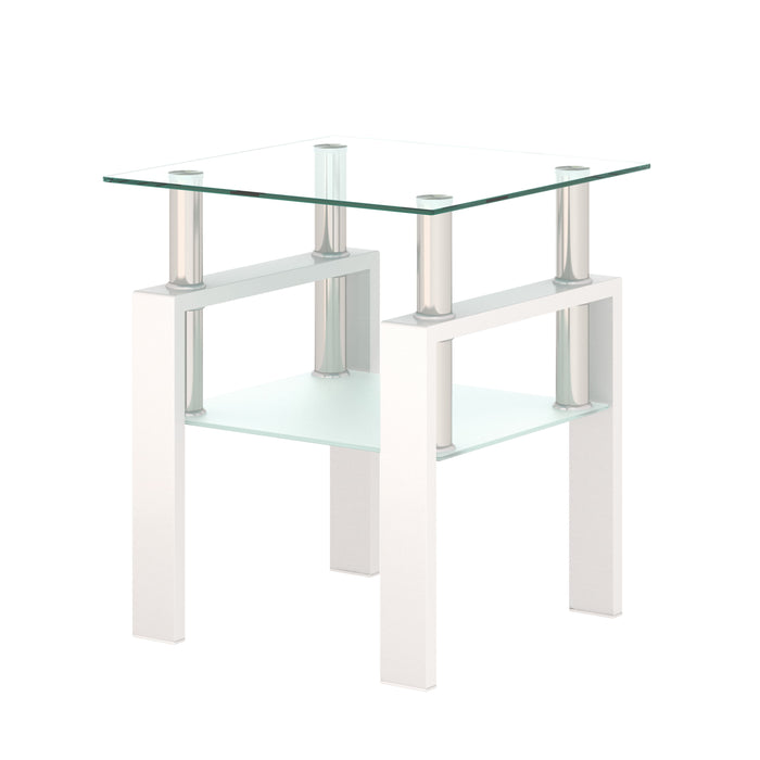 Modern Tempered Glass Tea Table, End Square Table For Living Room