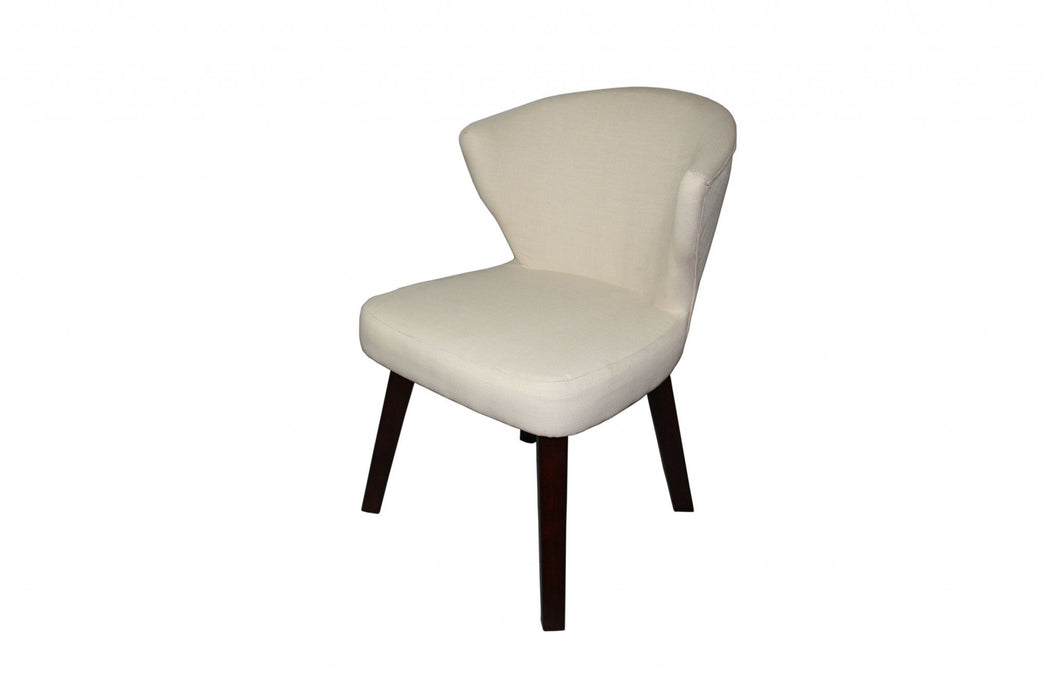 Wooden Curve Back Dining Or Accent Chair - Cream / Black