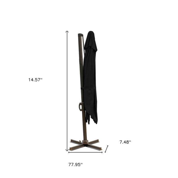 Square Tilt Cantilever Patio Umbrella With Stand - Black