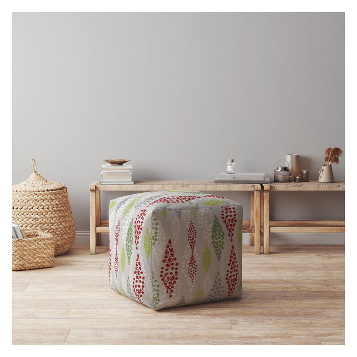 Cotton, Polka Dots Pouf Cover - Green