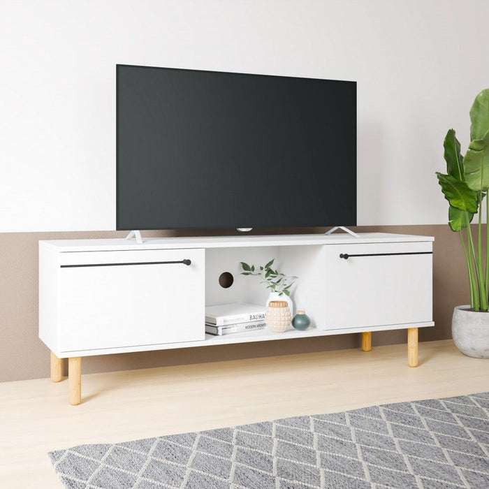 Iko Modern TV Stand Media Center With Cabinets - White