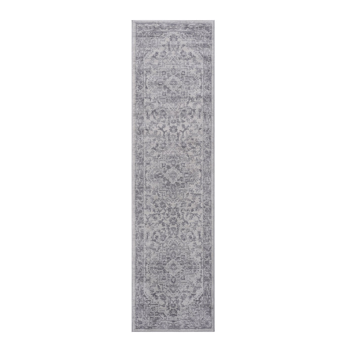 2' x 8' Oriental Non-Shedding Stylish And Stain Resistant Area Rug - Silver