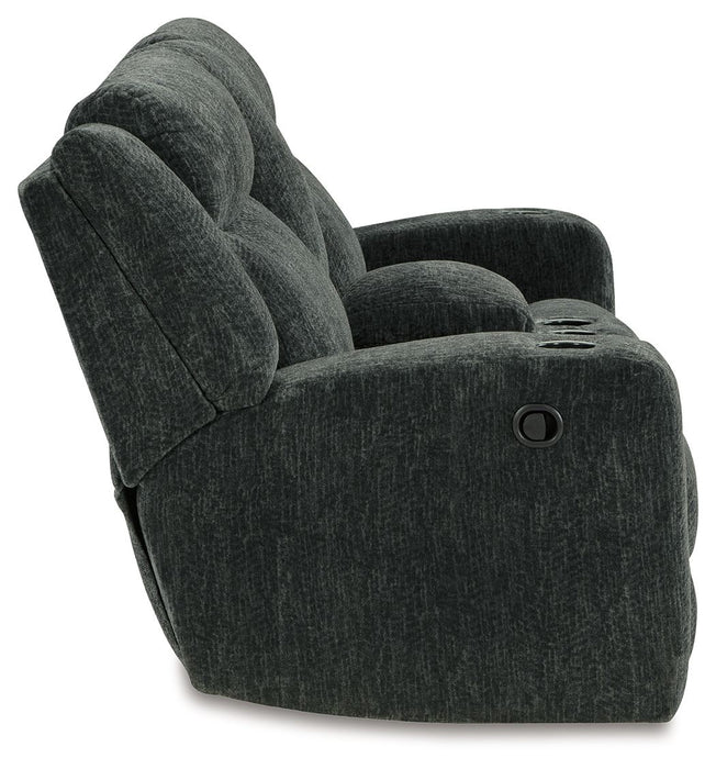 Martinglenn - Ebony - Dbl Reclining Loveseat W/Console - Fabric