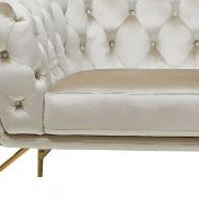 Velvet Chesterfield Sofa With Gold Legs - Beige