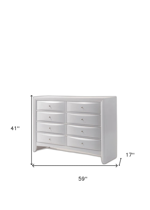 Solid Wood Eight Drawer Double Dresser - White