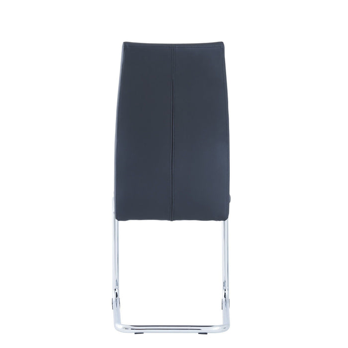 Modern Dining Chairs With Chrome Metal Base (Set of 4) - Black